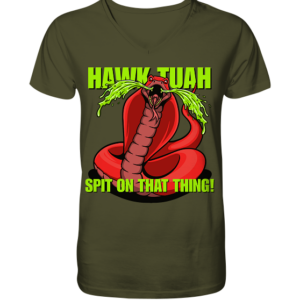 HAWK TUAH - Spit on that thing! - RED - - V-Neck Shirt