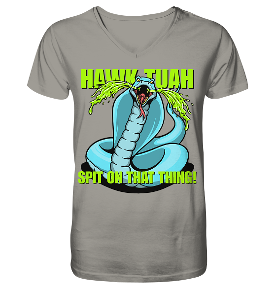 HAWK TUAH - Spit on that thing! - BLUE - - V-Neck Shirt