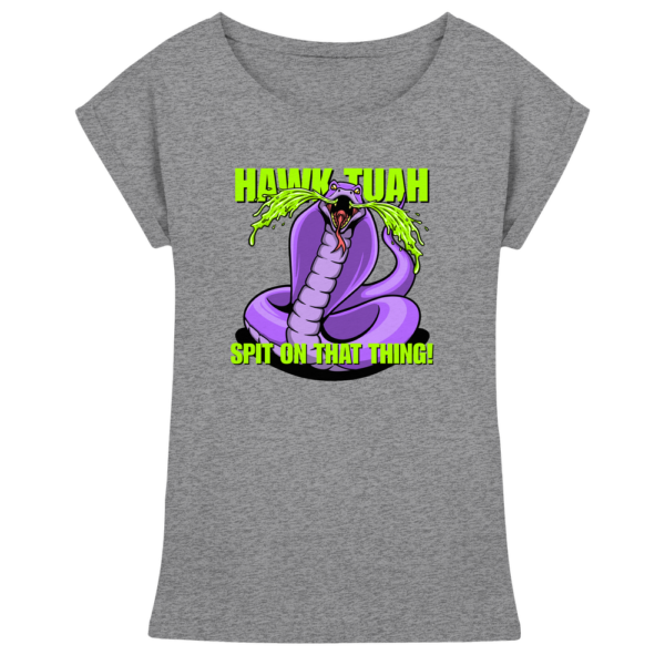 HAWK TUAH - Spit on that thing! - PURPLE - - Womens Extended Shoulder T-Shirt