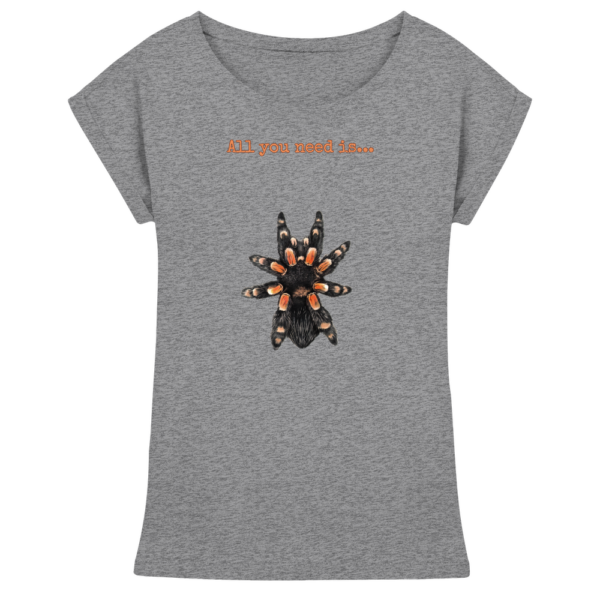 front-womens-extended-shoulder-t-shirt-heather-grey-199-c8fa-1000x.png All you need is... tarantula - Womens Extended Shoulder T-Shirt