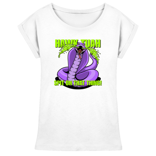 HAWK TUAH - Spit on that thing! - PURPLE - - Womens Extended Shoulder T-Shirt