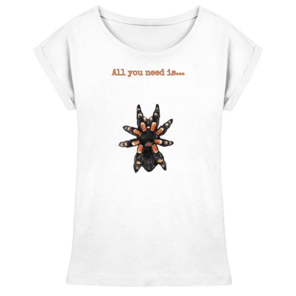 front-womens-extended-shoulder-t-shirt-white-199-c8fa-1000x.png All you need is... tarantula - Womens Extended Shoulder T-Shirt