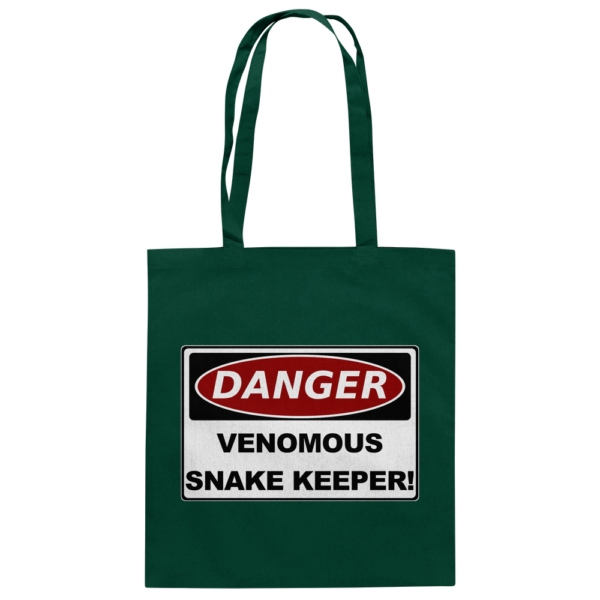 Warnschild: Danger! Venomous Snake Keeper! - Baumwolltasche