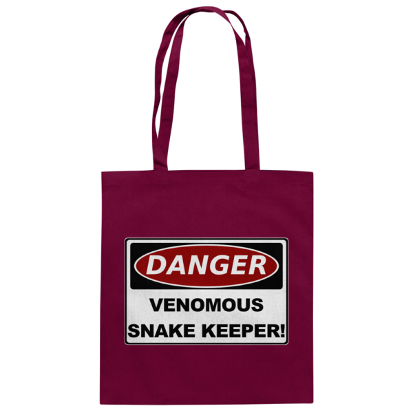 Warnschild: Danger! Venomous Snake Keeper! - Baumwolltasche
