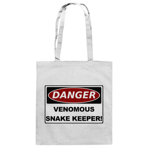 Warnschild: Danger! Venomous Snake Keeper! - Baumwolltasche