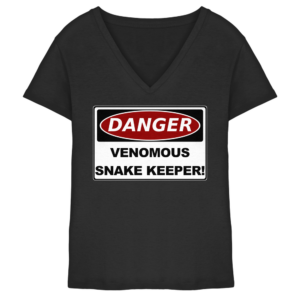 Warnschild: Danger! Venomous Snake Keeper! - Damen V-Neck Shirt