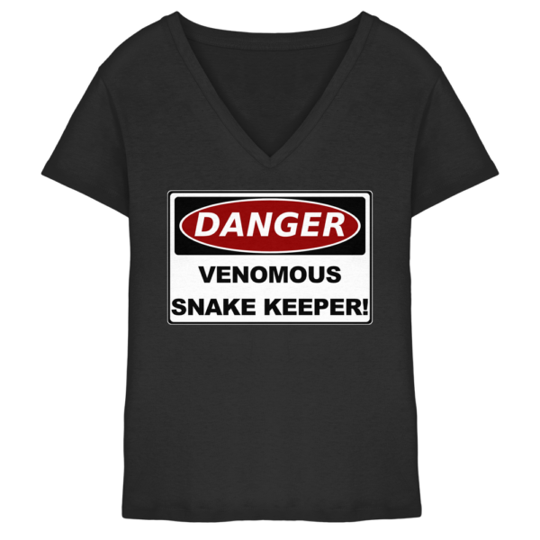 Warnschild: Danger! Venomous Snake Keeper! - Damen V-Neck Shirt