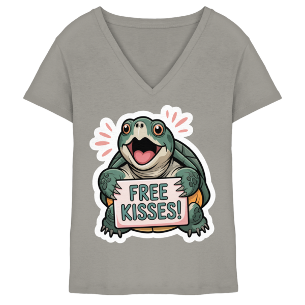 Schnappschildkröte 'Free Kisses!' - Damen V-Neck Shirt