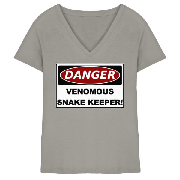 Warnschild: Danger! Venomous Snake Keeper! - Damen V-Neck Shirt
