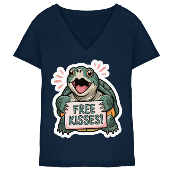 Schnappschildkröte 'Free Kisses!' - Damen V-Neck Shirt