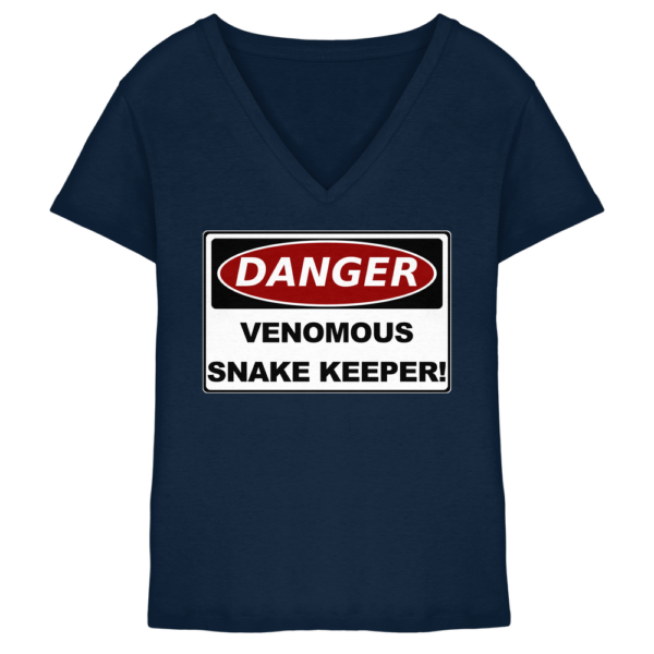 Warnschild: Danger! Venomous Snake Keeper! - Damen V-Neck Shirt
