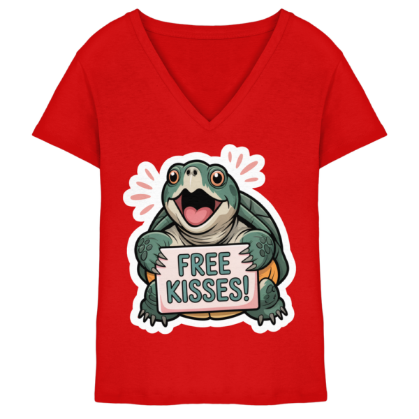 Schnappschildkröte 'Free Kisses!' - Damen V-Neck Shirt