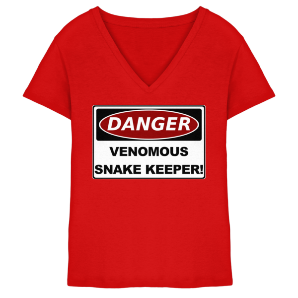 Warnschild: Danger! Venomous Snake Keeper! - Damen V-Neck Shirt
