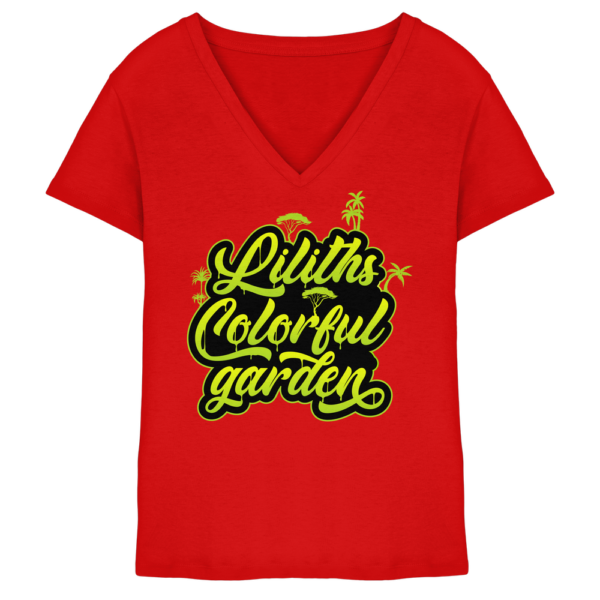 Liliths Colorful Garden Graffiti Logo - Damen V-Neck Shirt