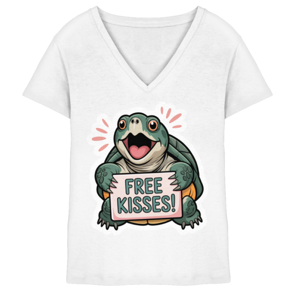 Schnappschildkröte 'Free Kisses!' - Damen V-Neck Shirt