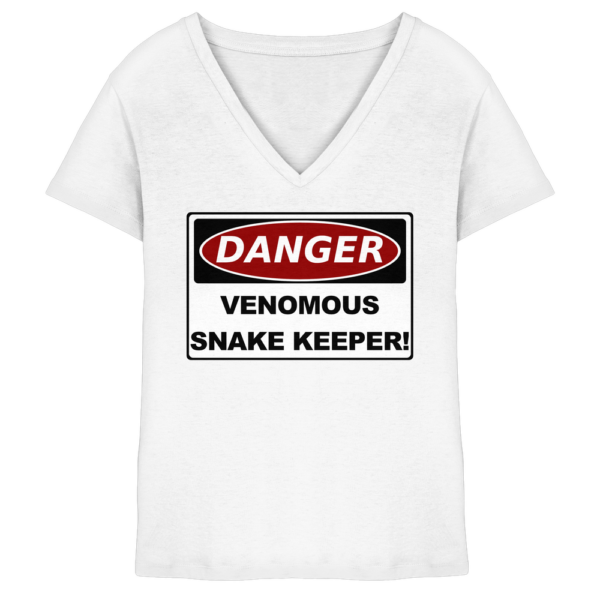 Warnschild: Danger! Venomous Snake Keeper! - Damen V-Neck Shirt