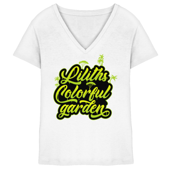 Liliths Colorful Garden Graffiti Logo - Damen V-Neck Shirt