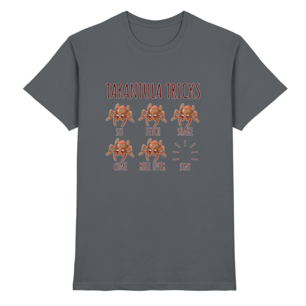 front-premium-shirt-dark-grey-368-b9d9-1000x.png Vogelspinnen Tricks - Sitz, Platz, bleib! - Herren/Unisex Premium Shirt