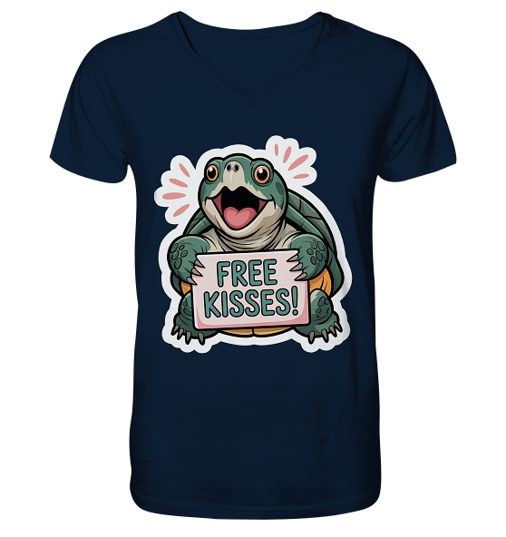 Schnappschildkröte 'Free Kisses!' - Herren/Unisex V-Neck Shirt