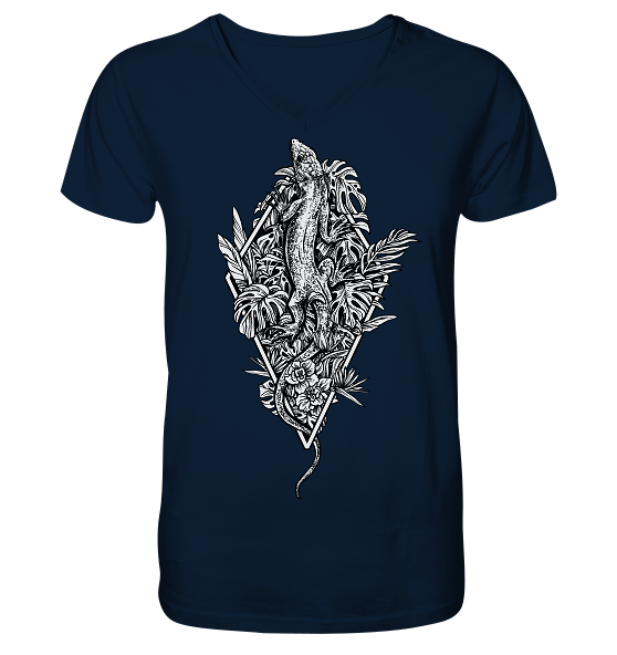 Baumeidechse Geometric Art - Herren/Unisex V-Neck Shirt