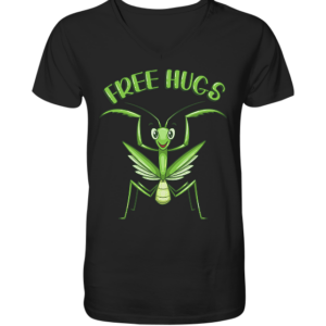 front-v-neck-shirt-272727-558x-1.png Gottesanbeterin 'Free Hugs' - Herren/Unisex V-Neck Shirt