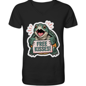 Schnappschildkröte 'Free Kisses!' - Herren/Unisex V-Neck Shirt