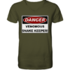 Warnschild: Danger! Venomous Snake Keeper! - Herren/Unisex V-Neck Shirt