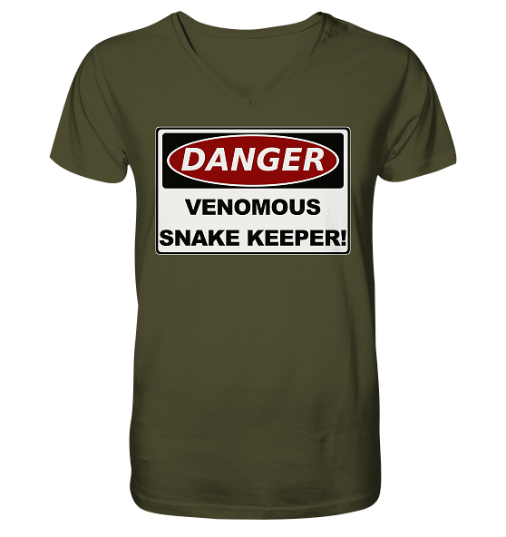 Warnschild: Danger! Venomous Snake Keeper! - Herren/Unisex V-Neck Shirt