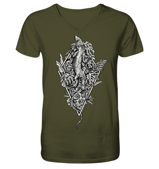 Baumeidechse Geometric Art - Herren/Unisex V-Neck Shirt