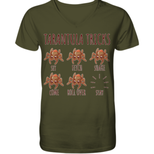 front-v-neck-shirt-4c4b30-558x-9.png Vogelspinnen Tricks - Sitz, Platz, bleib! - Herren/Unisex V-Neck Shirt
