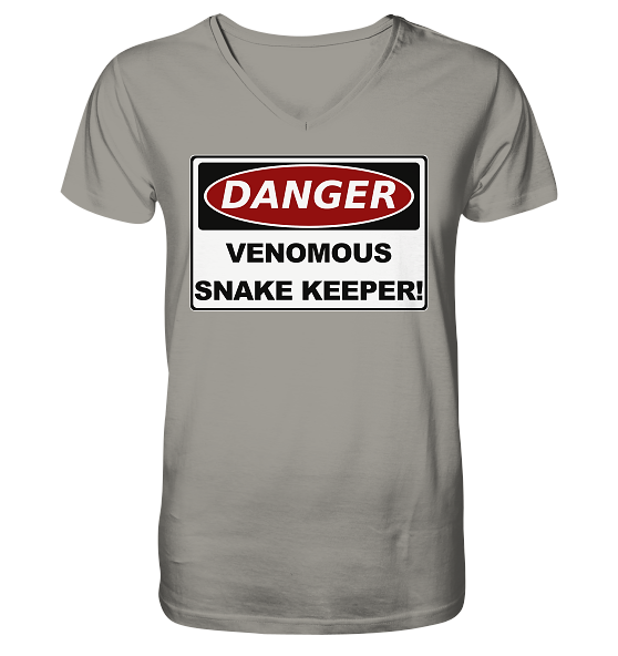 Warnschild: Danger! Venomous Snake Keeper! - Herren/Unisex V-Neck Shirt
