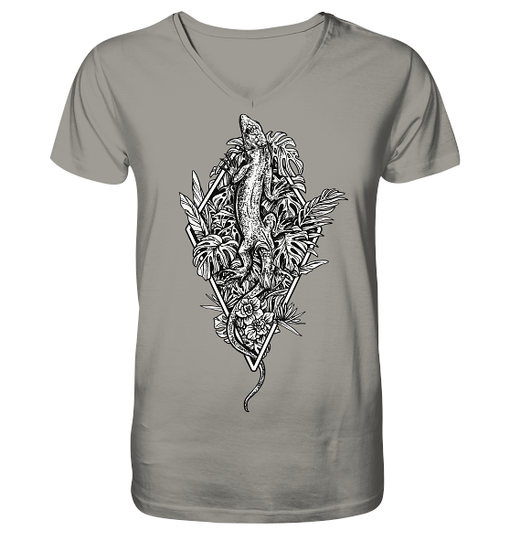 Baumeidechse Geometric Art - Herren/Unisex V-Neck Shirt