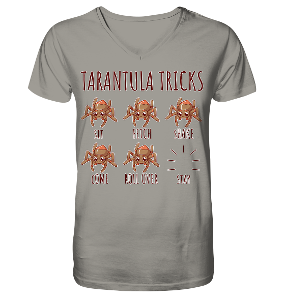 front-v-neck-shirt-9f9c95-558x-9.png Vogelspinnen Tricks - Sitz, Platz, bleib! - Herren/Unisex V-Neck Shirt