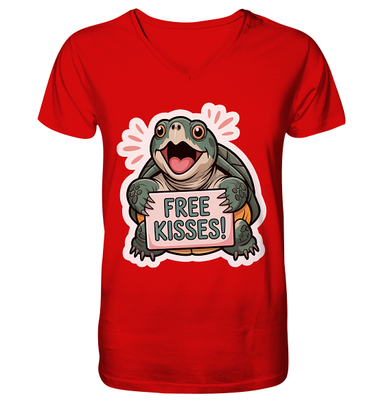 Schnappschildkröte 'Free Kisses!' - Herren/Unisex V-Neck Shirt