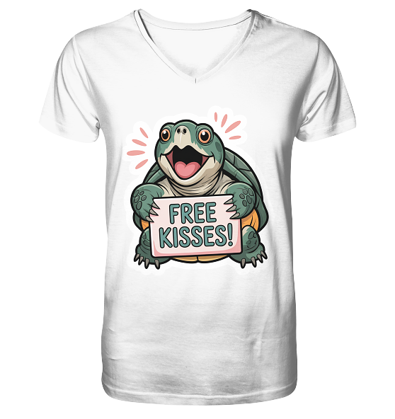 Schnappschildkröte 'Free Kisses!' - Herren/Unisex V-Neck Shirt