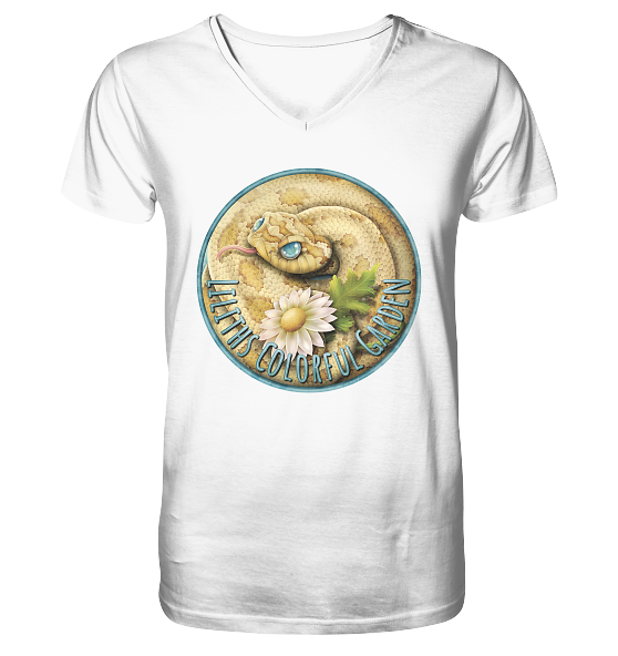 front-v-neck-shirt-f8f8f8-558x-11.png Liliths Colorful Garden Logo 'Hakennasennatter' - Herren/Unisex V-Neck Shirt
