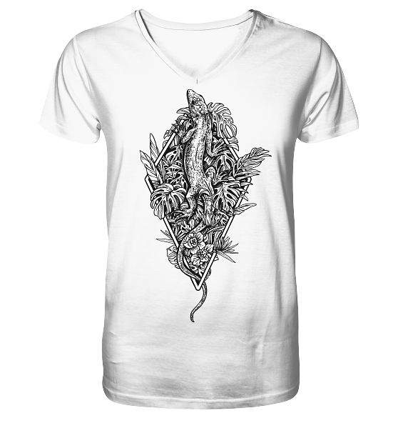 Baumeidechse Geometric Art - Herren/Unisex V-Neck Shirt