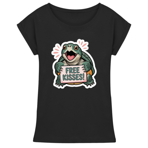 Schnappschildkröte 'Free Kisses!' - Damen Extended Shoulder T-Shirt