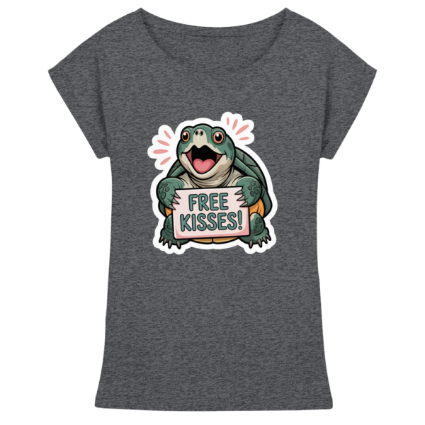 Schnappschildkröte 'Free Kisses!' - Damen Extended Shoulder T-Shirt