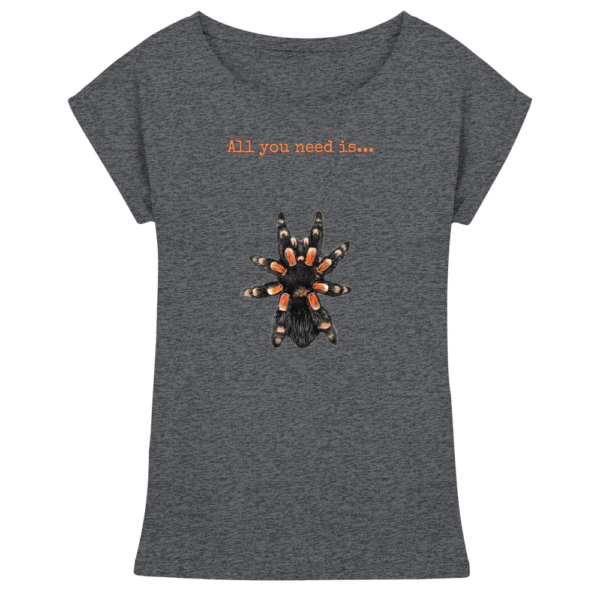 front-womens-extended-shoulder-t-shirt-charcoal-heather-199-c8fa-1000x-1.png All you need is...Vogelspinne - Damen Extended Shoulder T-Shirt