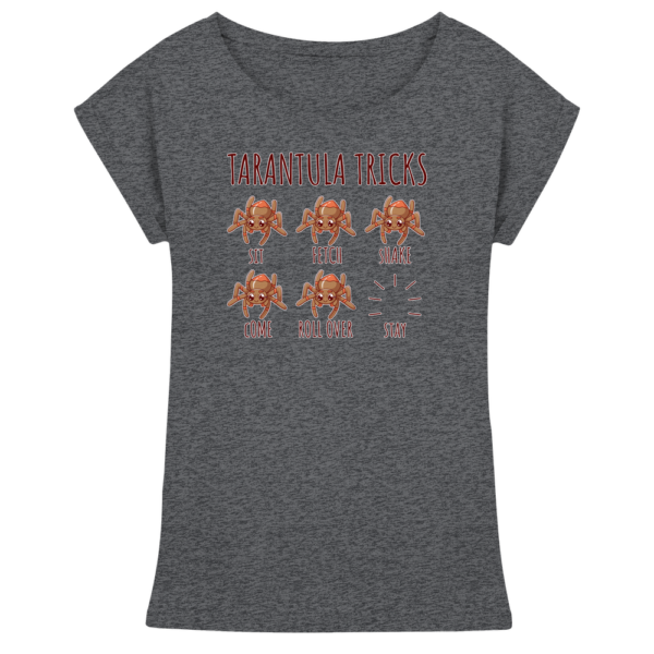 front-womens-extended-shoulder-t-shirt-charcoal-heather-199-cbe6-1000x.png Vogelspinnen Tricks - Sitz, Platz, bleib! - Damen Extended Shoulder T-Shirt
