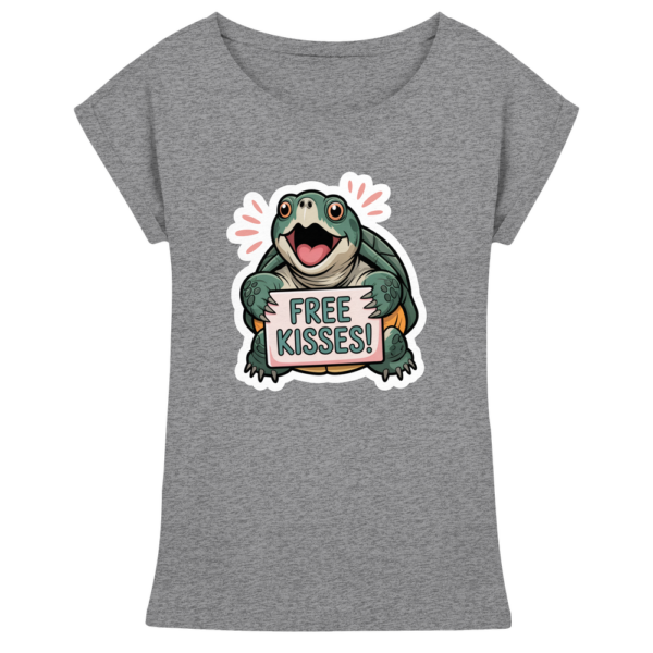 Schnappschildkröte 'Free Kisses!' - Damen Extended Shoulder T-Shirt