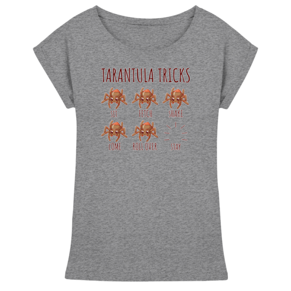 front-womens-extended-shoulder-t-shirt-heather-grey-199-cbe6-1000x.png Vogelspinnen Tricks - Sitz, Platz, bleib! - Damen Extended Shoulder T-Shirt