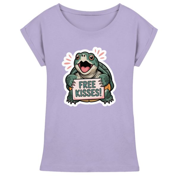 Schnappschildkröte 'Free Kisses!' - Damen Extended Shoulder T-Shirt