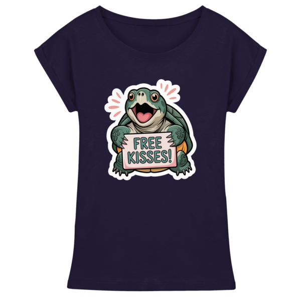 Schnappschildkröte 'Free Kisses!' - Damen Extended Shoulder T-Shirt
