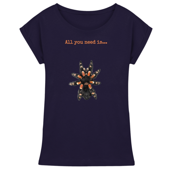 front-womens-extended-shoulder-t-shirt-navy-199-c8fa-1000x-1.png All you need is...Vogelspinne - Damen Extended Shoulder T-Shirt