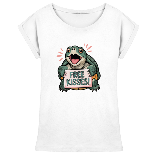 Schnappschildkröte 'Free Kisses!' - Damen Extended Shoulder T-Shirt
